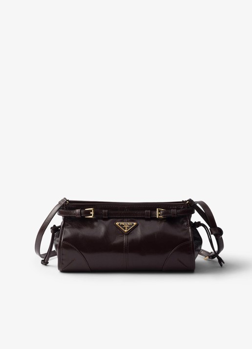 Prada Bonnie Small schoudertas van leer met afneembare schouderriem - voorkant 5 donkerbruin