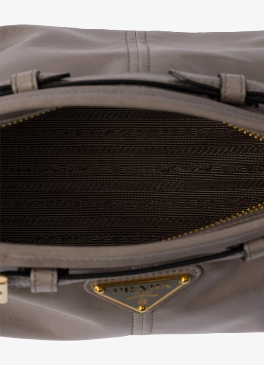 Prada Bonnie Small schoudertas van leer met afneembare schouderriem - detail 5 taupe
