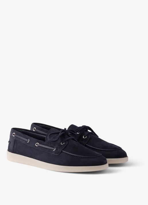Prada Bootschoen van suède - detail donkerblauw