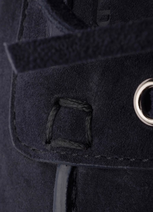Prada Bootschoen van suède - detail 3 donkerblauw