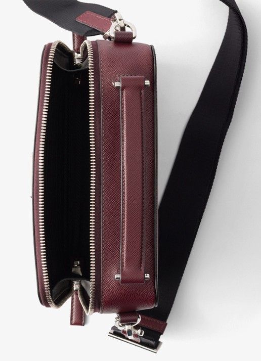 Prada Brique handtas van leer - detail 5 bordeauxrood