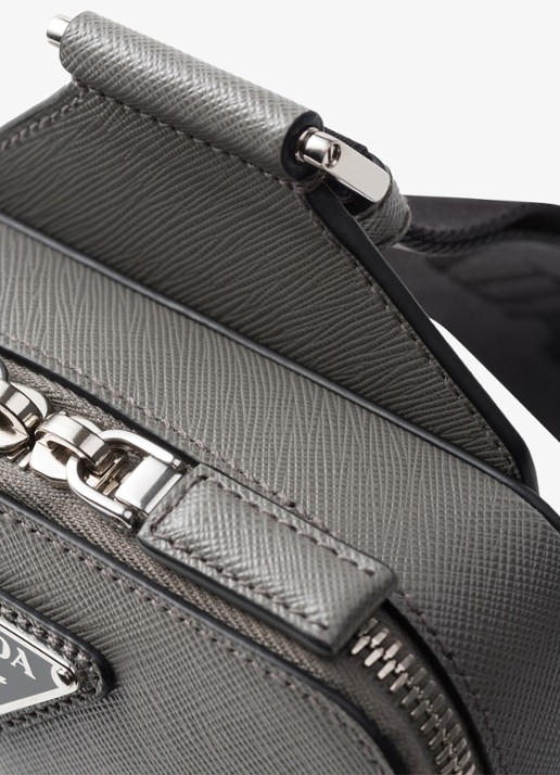 Prada Brique schoudertas van kalfsleer - detail 5 donkergrijs