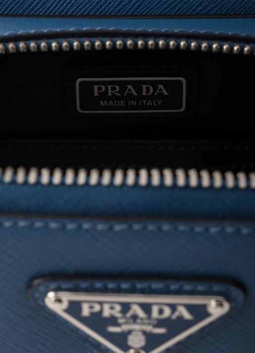 Prada Brique schoudertas van kalfsleer - detail 3 staalblauw