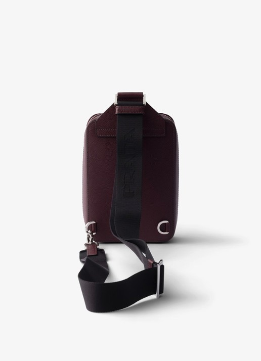 Prada Brique schoudertas van kalfsleer - achterkant bordeauxrood