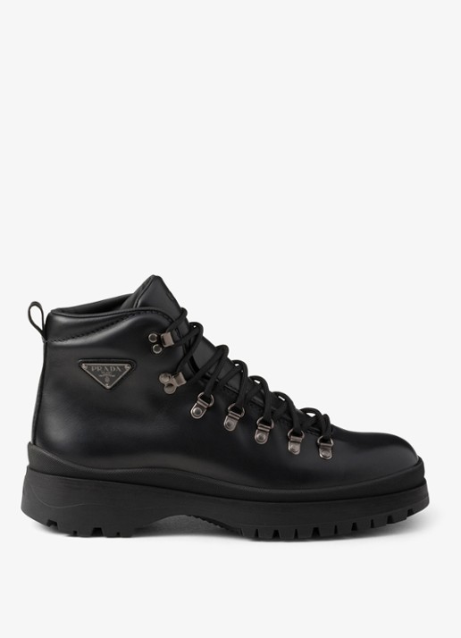 Prada Brixxen veterboot van leer - voorkant 3 zwart