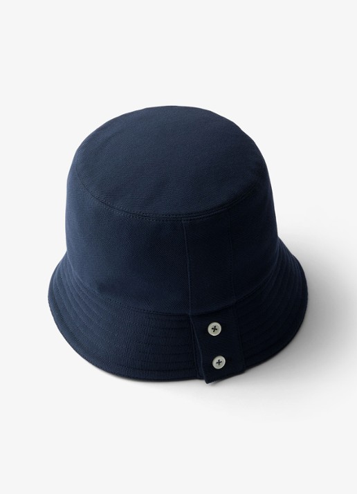 Prada Bucket hoed met logoborduring - detail 4 donkerblauw