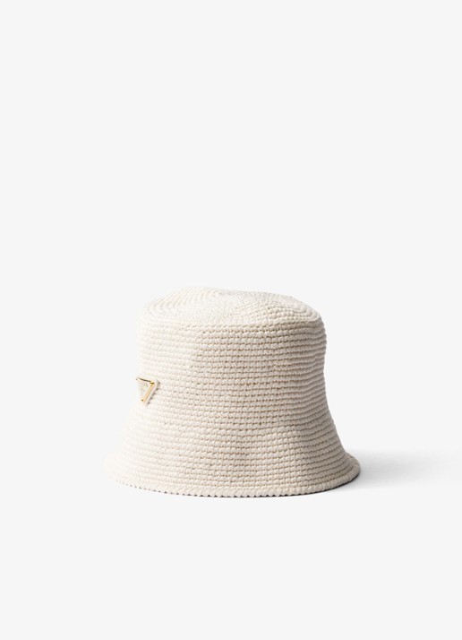 Prada Bucket hoed van crochet met logo