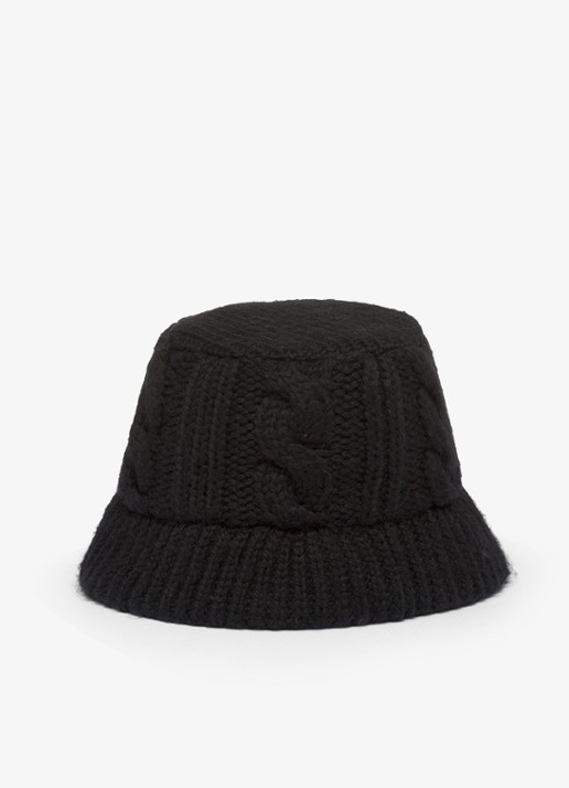Prada Bucket hoed van wol met logo - detail 2 zwart