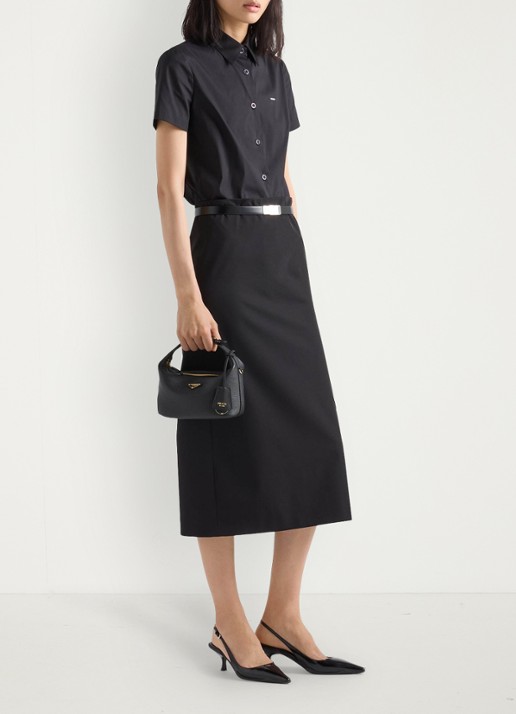 Prada Chérie Mini handtas van leer met afneembare schouderriem - voorkant 7 zwart