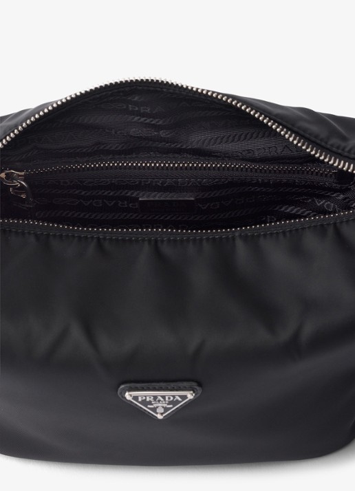Prada Chérie Re-Nylon Mini handtas met leren details - detail 3 diepzwart