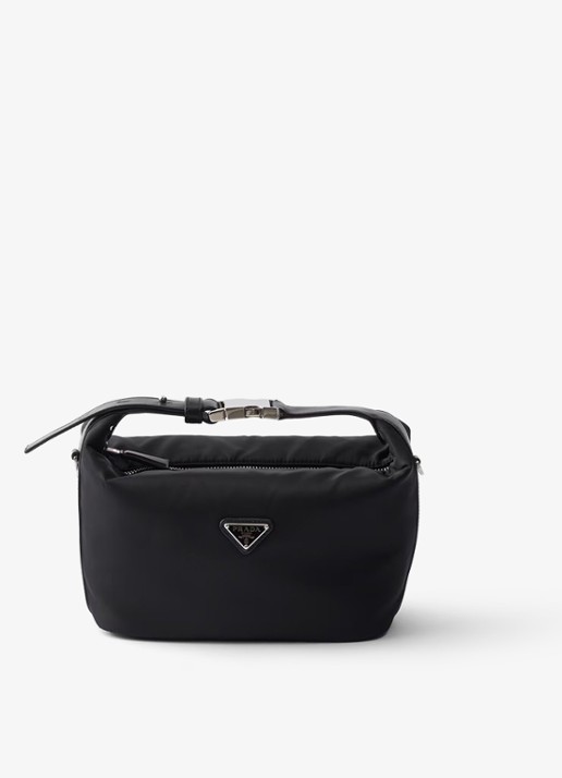 Prada Chérie Re-Nylon Mini handtas met leren details - voorkant 6 diepzwart
