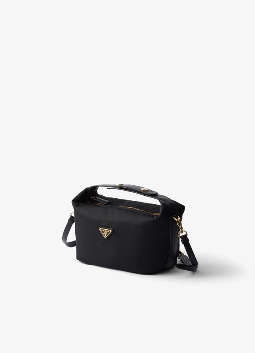 Prada Chérie Re-Nylon Mini handtas met leren details - detail black