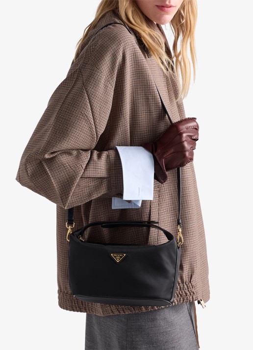 Prada Chérie Re-Nylon Mini handtas met leren details - detail 4 black