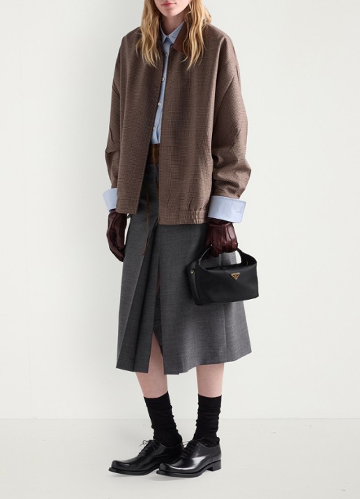 Prada Chérie Re-Nylon Mini handtas met leren details - voorkant 7 black