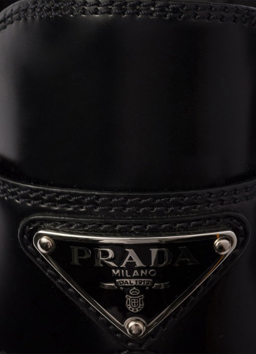 Prada Chocolate loafer van leer met logo  - detail 6 zwart
