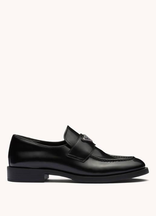 Prada Chocolate loafer van leer met logo  - voorkant 9 zwart