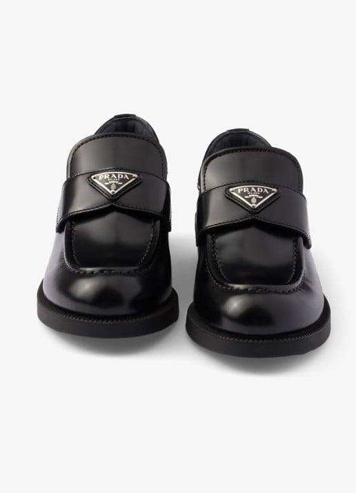 Prada Chocolate loafer van leer met logo  - detail 5 zwart