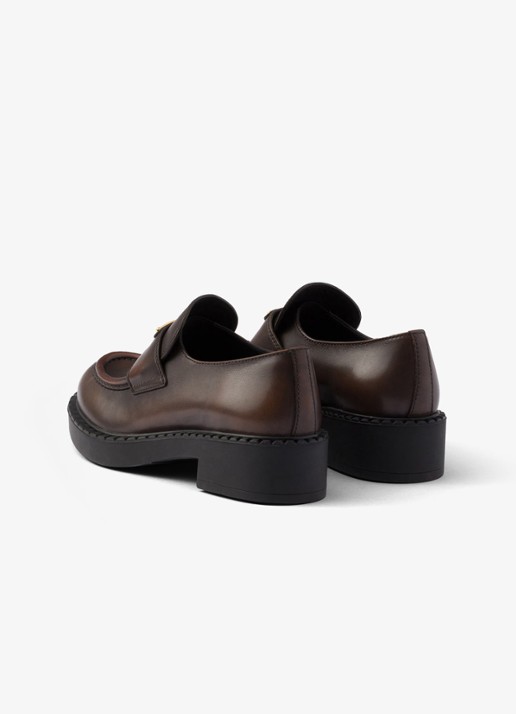 Prada Chocolate loafer van leer - detail 5 donkerbruin