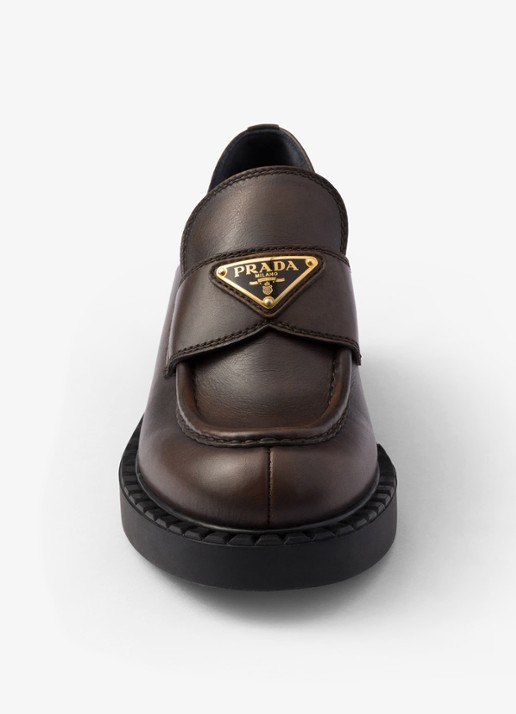 Prada Chocolate loafer van leer - detail 6 donkerbruin