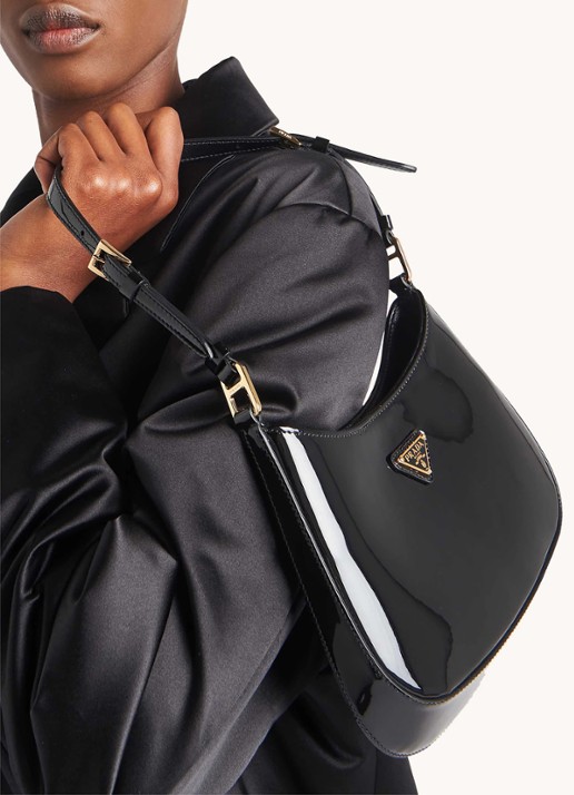 Prada Cleo schoudertas van lakleer - voorkant 2 zwart