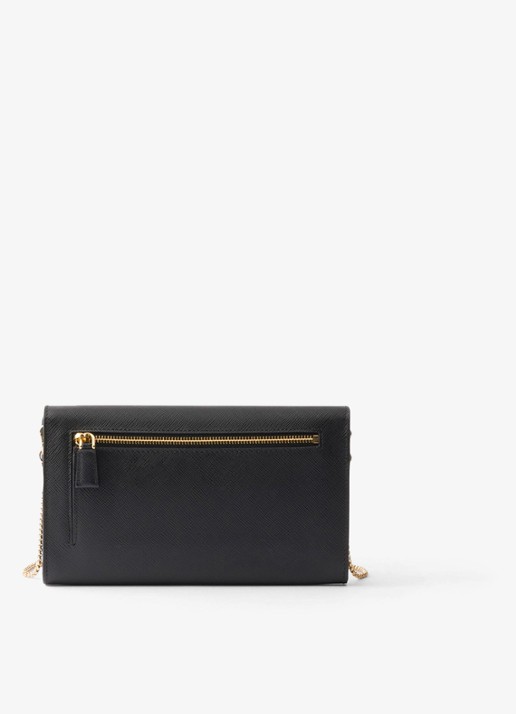 Prada Clutch van kalfsleer met afneembare schouderriem - achterkant 3 zwart