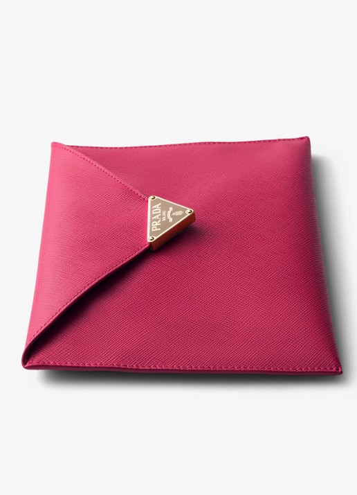 Prada Clutch van kalfsleer - detail 2 donkerroze