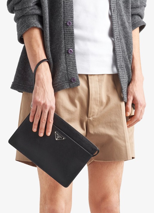 Prada Clutch van kalfsleer - detail 5 zwart
