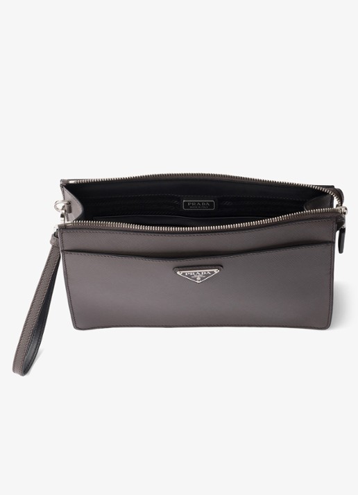 Prada Clutch van kalfsleer - detail 7 donkergrijs