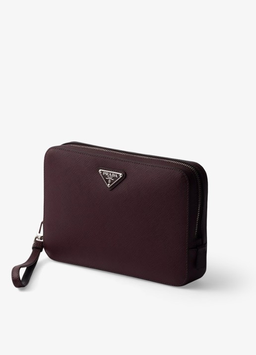 Prada Clutch van kalfsleer - voorkant 2 bordeauxrood