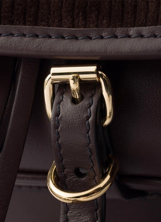 Prada Corsaire Mini schoudertas van corduroy met leren details - detail 4 donkerbruin