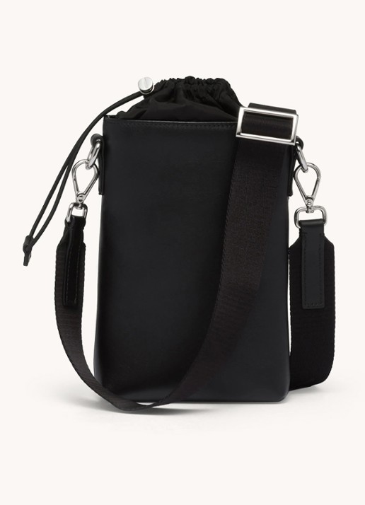 Prada Crossbody telefoonhoes van leer met afneembare schouderriem - detail 2 zwart