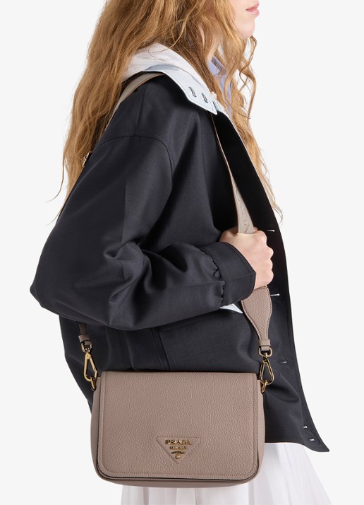 Prada Crossbodytas van kalfsleer - voorkant 2 taupe