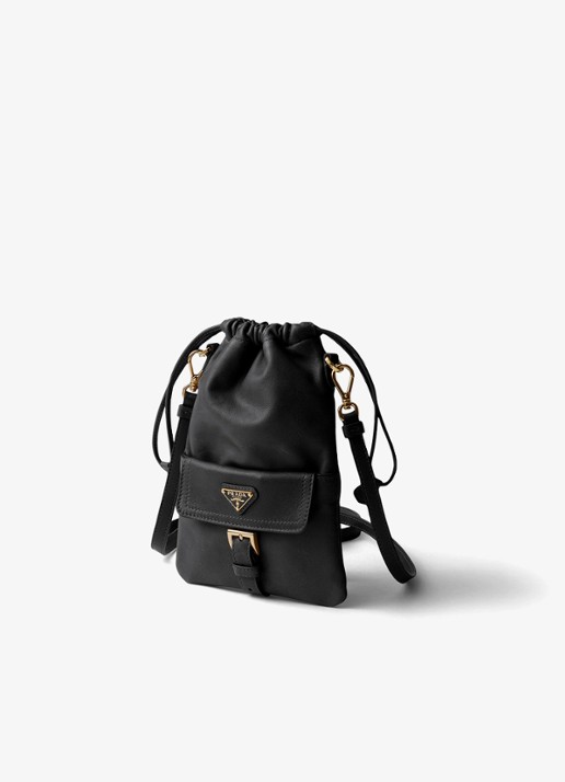 Prada Crossbodytas van lamsleer - voorkant 2 zwart