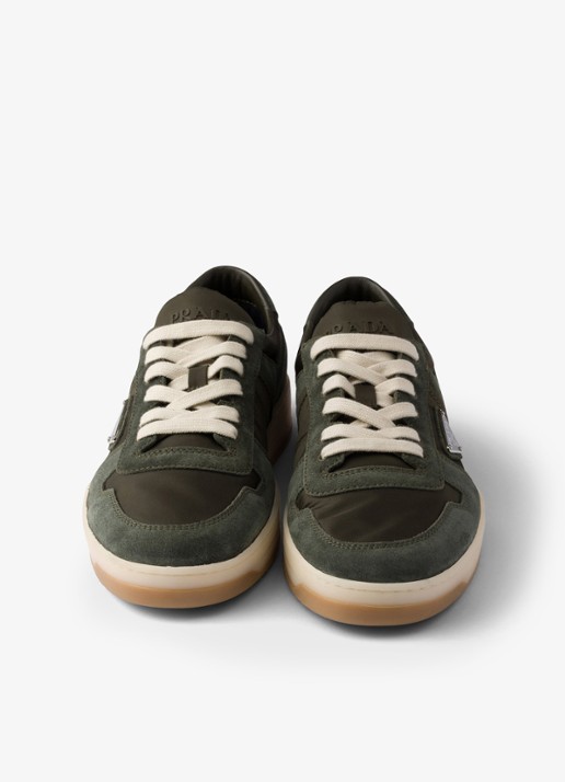 Prada Downtown Re-Nylon sneaker met suède details - detail 5 donkergroen