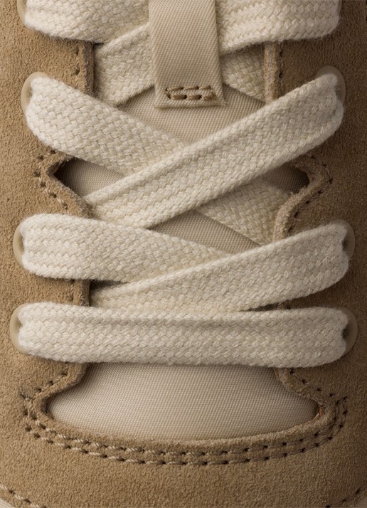 Prada Downtown Re-Nylon sneaker met suède details - detail 5 beige