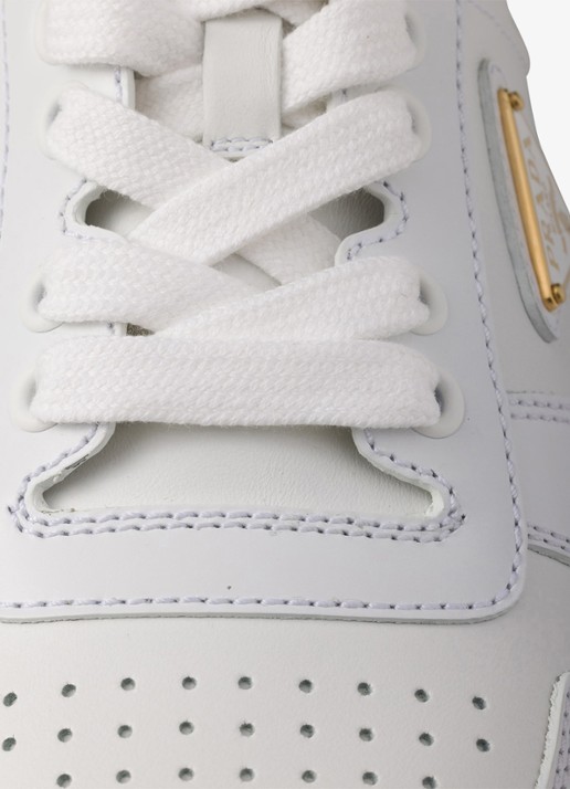 Prada Downtown sneaker van leer met logo - detail 5 wit