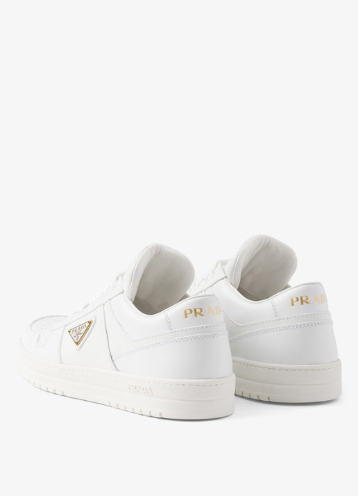 Prada Downtown sneaker van leer met logo - detail 6 wit