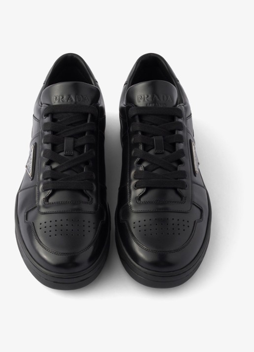 Prada Downtown sneaker van leer met logo - detail 3 zwart