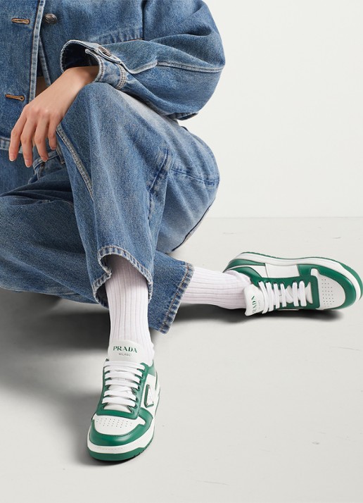 Prada Downtown sneaker van leer - achterkant 3 groen