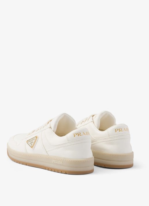 Prada Downtown sneaker van leer  - detail 7 gebroken wit