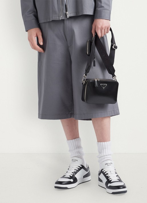 Prada Downtown sneaker van leer - voorkant 2 zwart