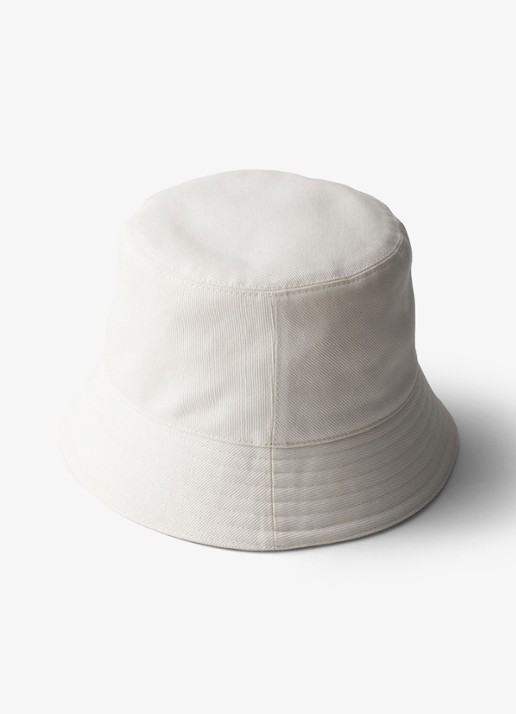 Prada Drill bucket hoed met logoborduring - voorkant 2 wit