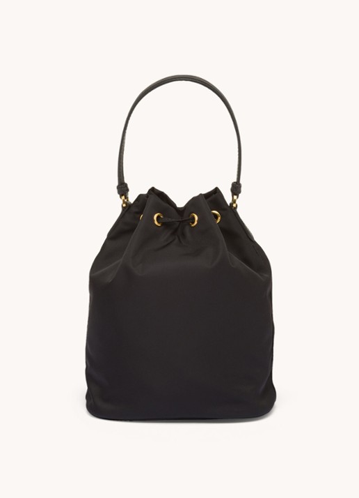 Prada Duet Re-Nylon handtas met leren details - detail 4 zwart