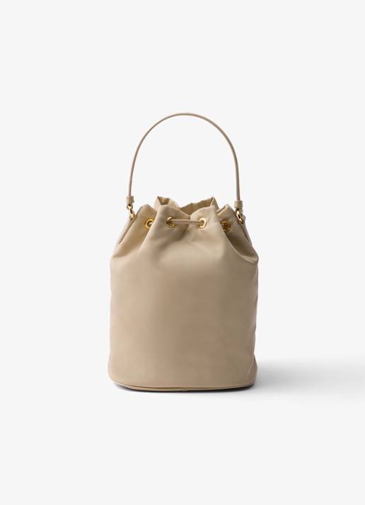 Prada Duet Re-Nylon handtas met leren details - achterkant 3 beige