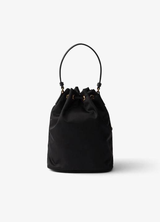 Prada Duet Re-Nylon handtas met leren details - achterkant diepzwart