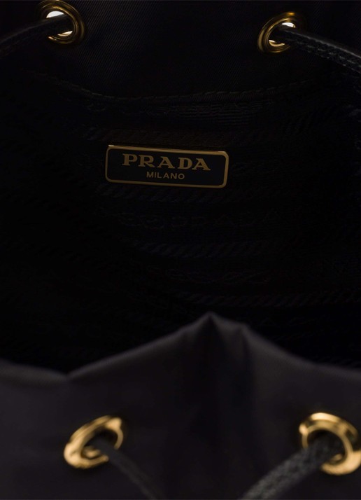Prada Duet Re-Nylon handtas met leren details - detail 4 diepzwart