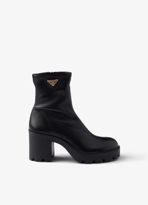 Prada Enkellaarsje van leer met logo