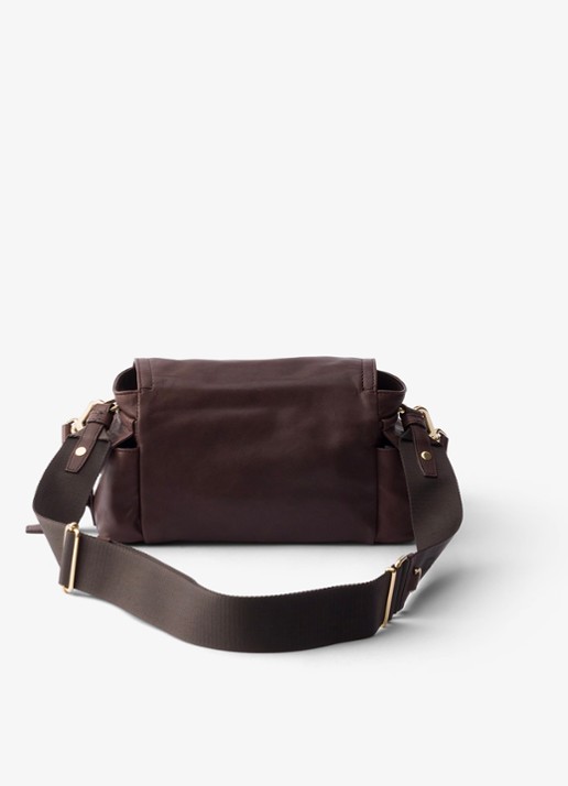 Prada Explore Mini schoudertas van lamsleer - achterkant donkerbruin