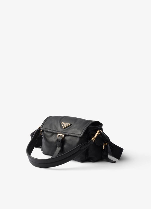 Prada Explore Mini schoudertas van lamsleer - voorkant 2 zwart