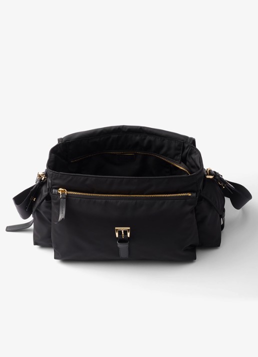 Prada Explore Re-Nylon Large schoudertas met leren details - detail 2 zwart